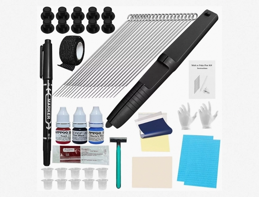 Chiitek Tattoo Poke Kit with Biofit Grip, Hand Poke Pen & Stick Poke Needles