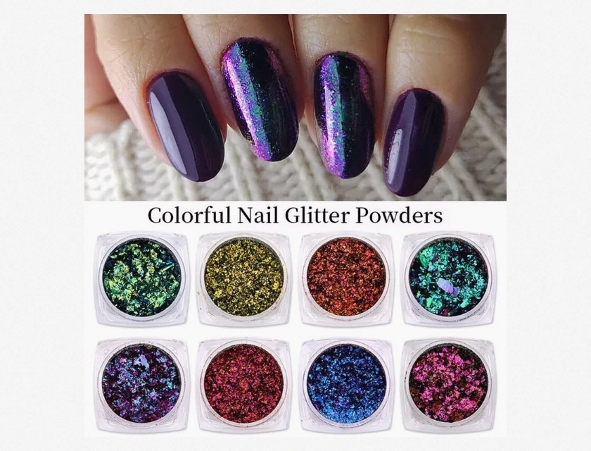 Aurora Chameleon Opal Nail Powder, AB Mirror Effect Rainbow, Color-Shifting Pigment for Nail Art