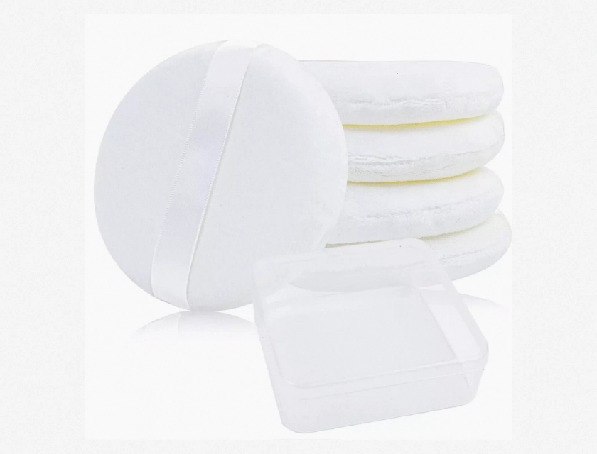 5 Pieces Large Velour Body Powder Puffs, 4.13 Inch Round Fluffy Powder Puffs for Loose and Pressed Powder