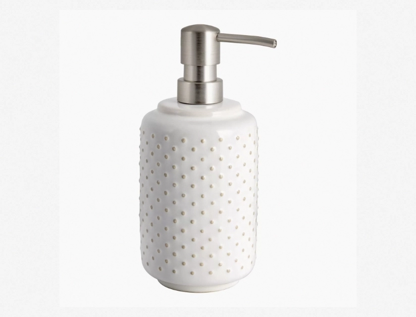 Reactive Glazed Textured Ceramic Lotion Pump Creamy White