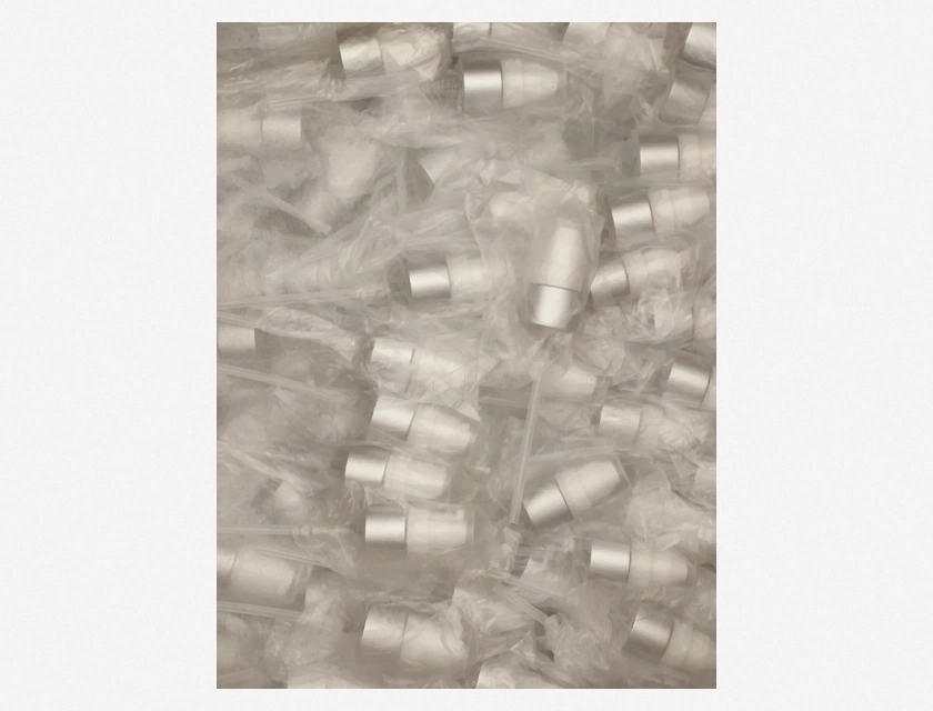 Cream Pump White Matte Silver Collar 3.75 Inch Dip Tube 20/410