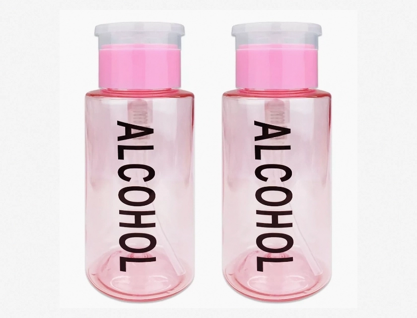 Empty Pump Dispenser Bottles with Flip Top Cap, 7oz Pink Pana Bottles, 2 Pack