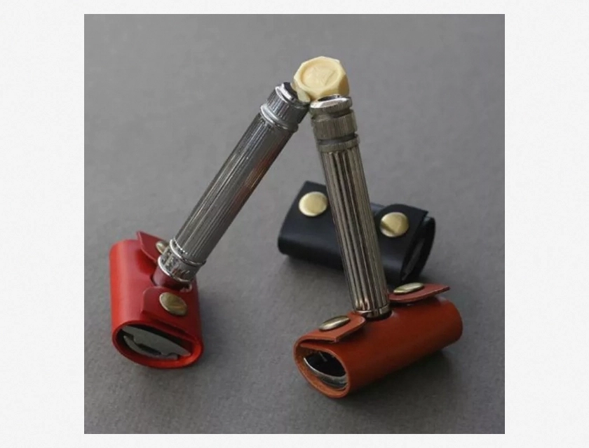 Safety Razor PU Leather Protective Cover for Cutter Head, Shaving Razor Guard Case