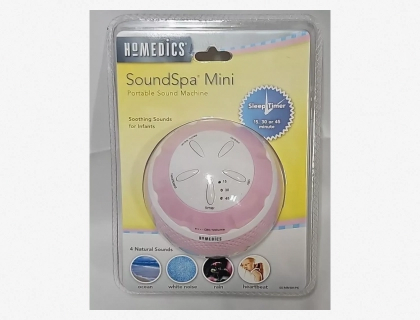 Homedics SoundSpa Mini Portable White Noise Machine for Relaxation, Pink