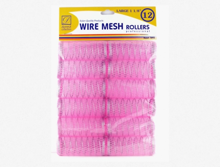 Donna Wire Mesh Hair Rollers, 1.125 Inch, 12 Count, 7893