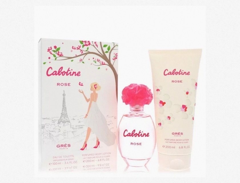 Cabotine Rose by Parfums Gres Gift Set, 3.4 oz Eau de Toilette Spray and 6.7 oz Body Lotion