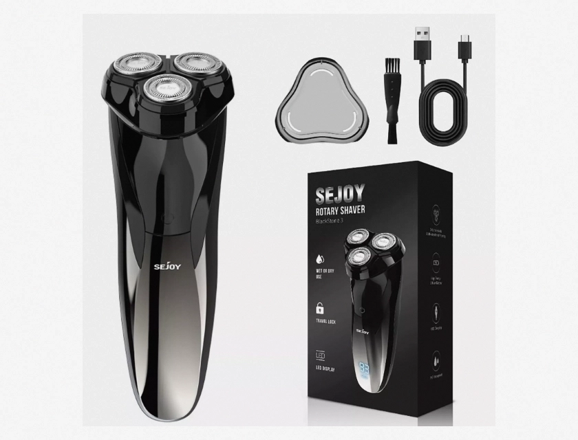 3D Rotary Electric Shaver for Men, Wet/Dry Waterproof with Pop-Up Trimmer