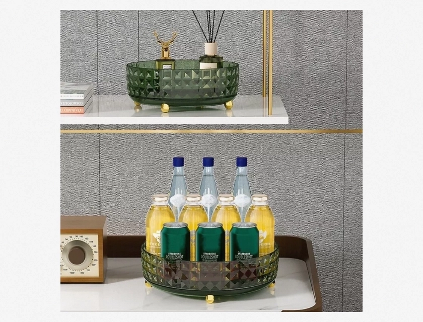360 Degree Rotating Cabinet Turntable Storage Rack for Drinks and Cosmetics
