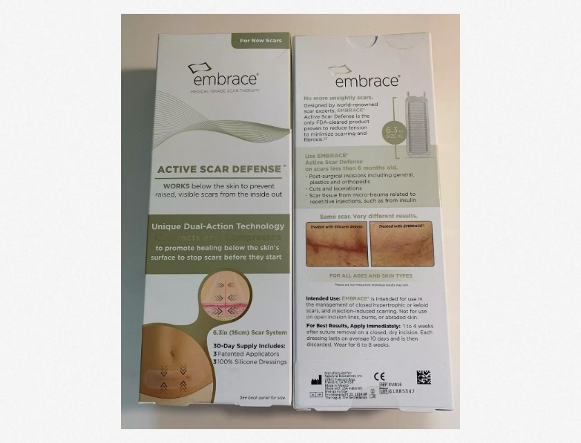 Embrace Active Scar Defense Medical Grade Silicone Scar Sheets for C-Section, Surgery, and Injury Scars – Reusable, Waterproof, and Invisible