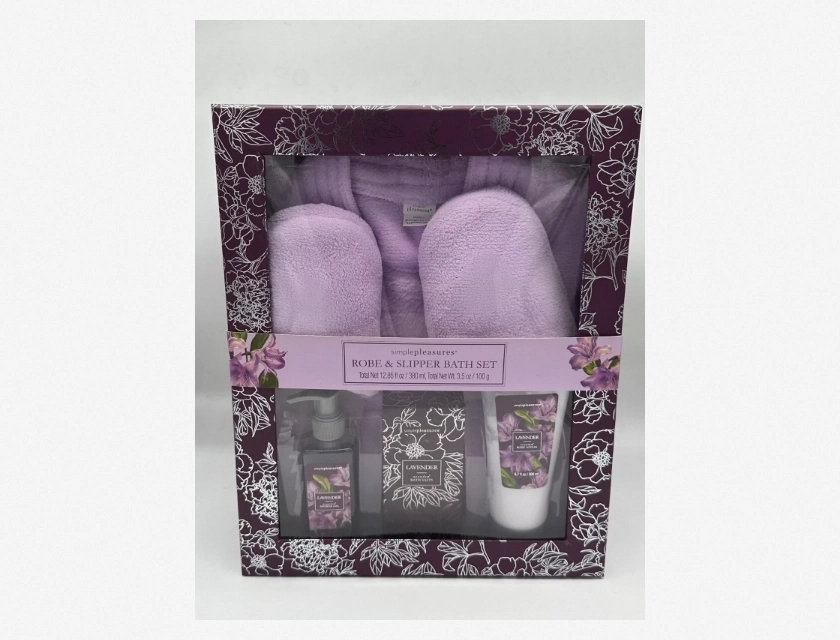 Simple Pleasures Lilac Robe and Slipper Bath Set – Lavender, One Size Fits Most