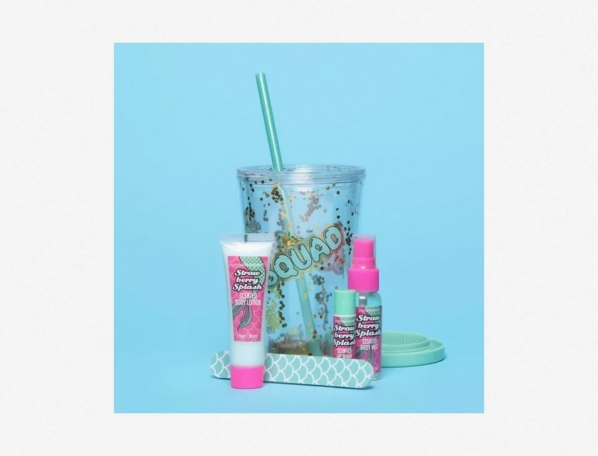 Squad Insulated Cup Strawberry Splash Body Care Body Mist and Lotion Easter Gift Set
