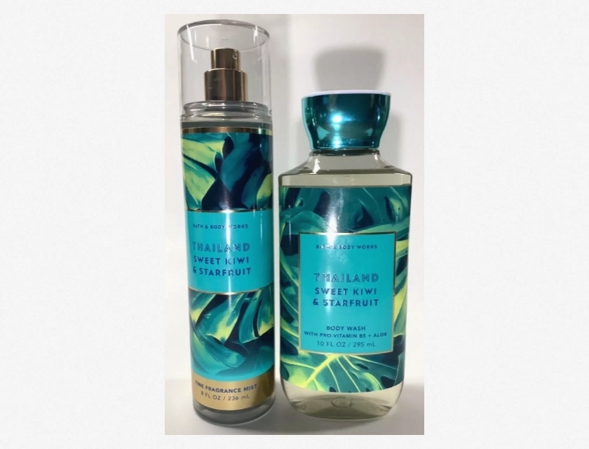 Bath & Body Works Sweet Kiwi & Starfruit Fine Mist and Body Wash Set of 2, Thailand Edition