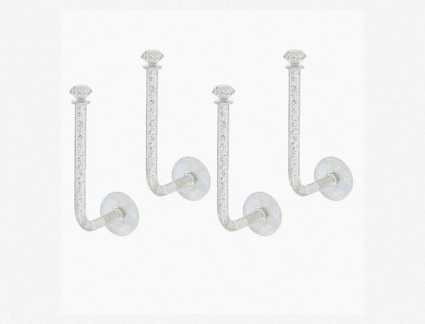 4 Piece Decorative Headband and Washcloth Hanger, Wall Mounted Storage Organizer for Bathroom and Bedroom, Rustic Wood Design