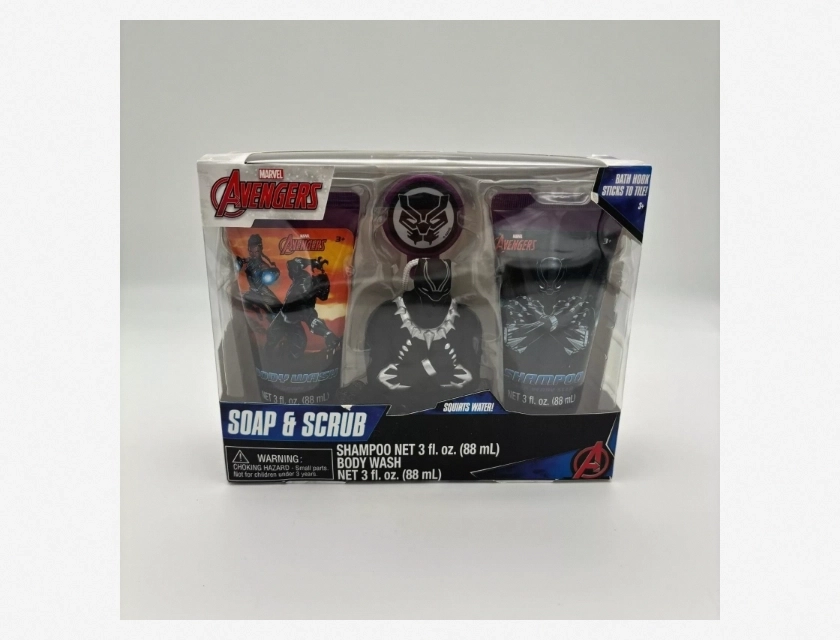 Marvel Avengers Black Panther Soap and Scrub Set – Shampoo and Body Wash