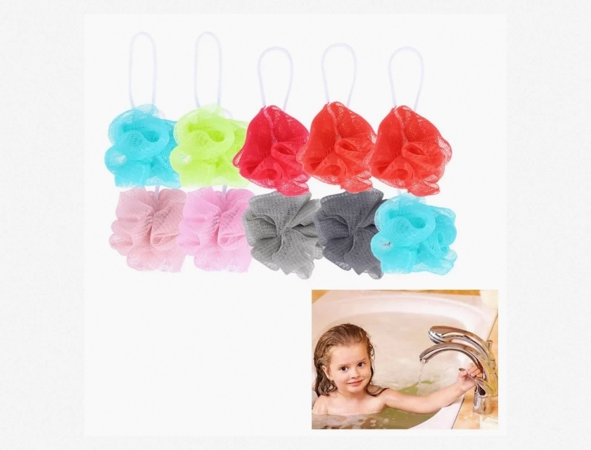 10-Piece Loofah Bath Sponge Set – Shower and Bath Massage Sponges for Exfoliating, Soft and Gentle on Skin