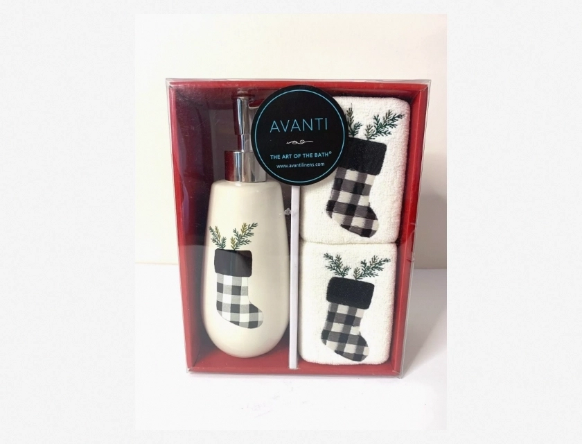 Christmas Gift Set Soap Dispenser with Finger Hand Towels 3 Piece
