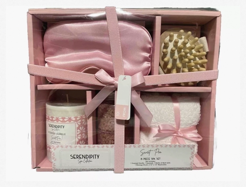 Serendipity Spa Gift Set – 6 Piece Relaxation Kit for Women and Men, Luxury Self Care Package with Bath Bombs, Candles, and More