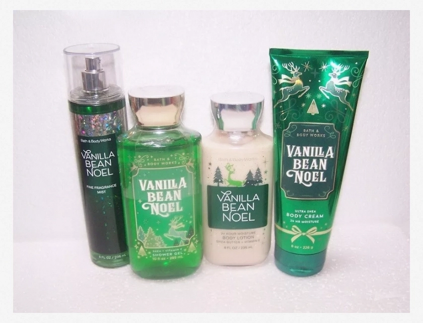 Bath and Body Works Vanilla Bean Noel Set 4 Piece Lotion Mist Gel Cream