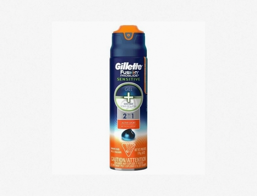 Gillette Fusion ProGlide Sensitive 2 in 1 Shave Gel, Active Sport, 6 oz