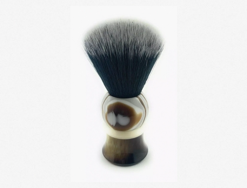 GBS Classic Synthetic Shaving Brush, Horn Handle, Soft Bristles for Smooth Shave