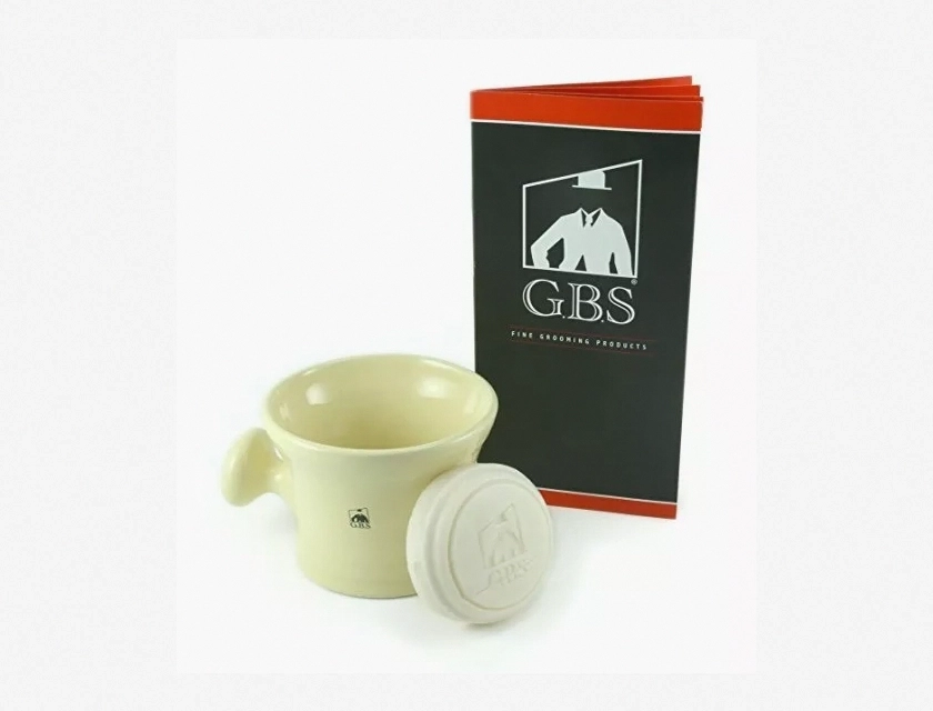 GBS Ceramic Heavy Duty Shaving Mug with Soap, Ivory