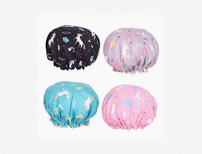 Shower Cap Microfiber Bath Bonnet for Women and Men Reusable Hair Cover Pink Black Gray Blue
