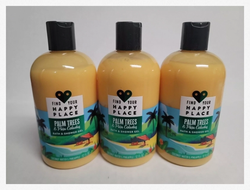 Bath & Body Works Find Your Happy Place Shower Gel, 3 x 12 oz, Moisturizing Body Wash with Essential Oils