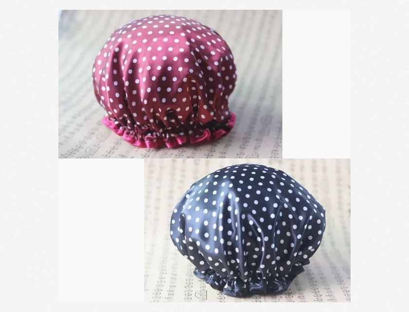 2-Piece Women’s Satin Shower Cap Set – Reusable Salon Shower Caps for Hair Protection