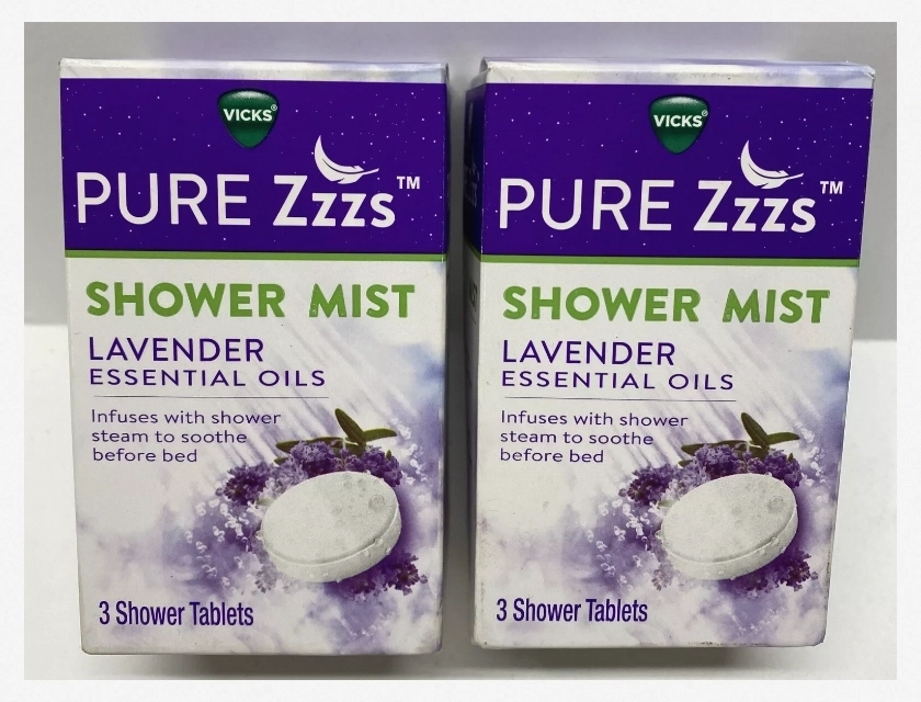 Vicks Pure Zzzs Shower Mist with Lavender Essential Oil Tablets, 3 Count, Pack of 2