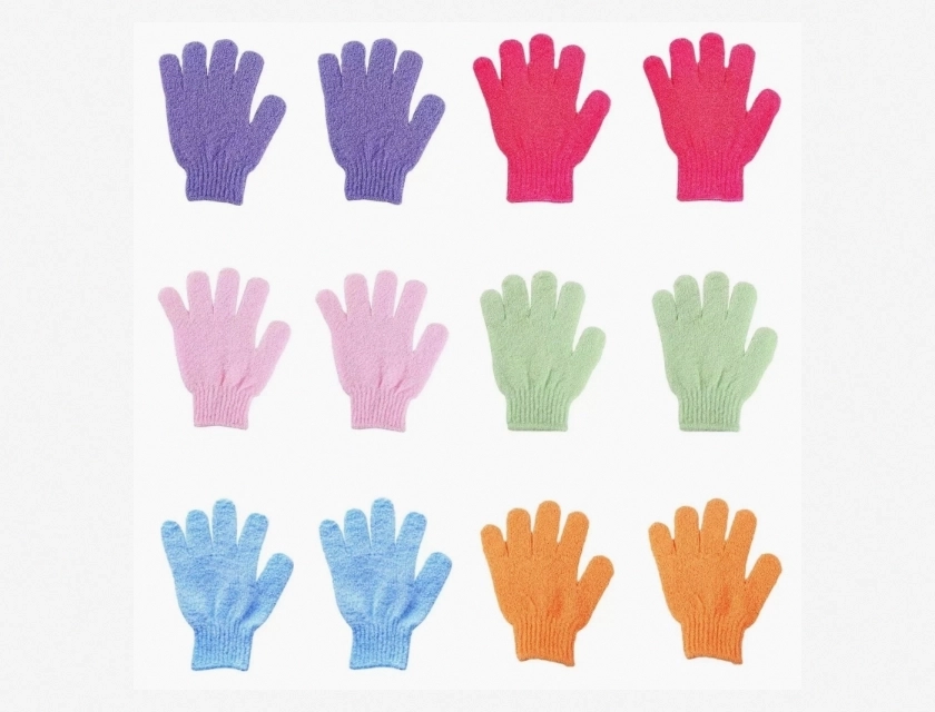 12 Pcs Exfoliating Bath Gloves for Deep Scrubbing, Dead Skin Remover Shower Gloves
