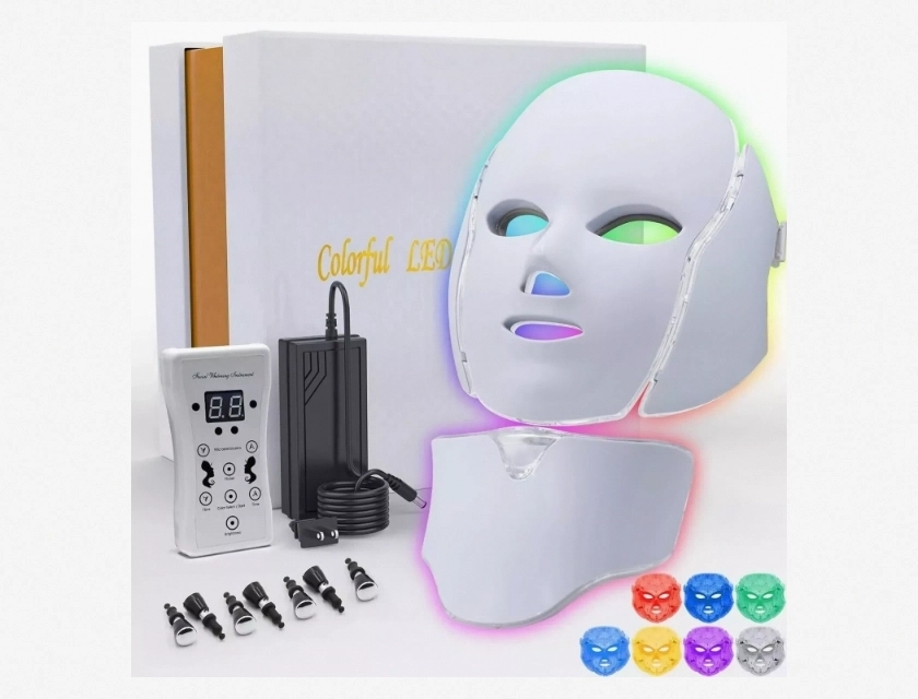 7 Color LED Photon Face and Neck Mask for Skin Rejuvenation and Anti Aging Therapy
