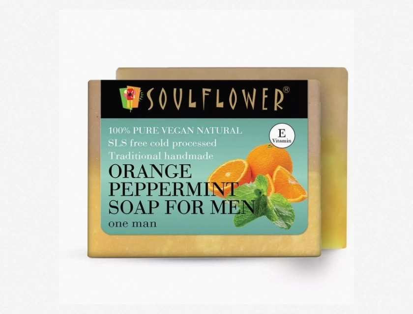 Soulflower Handmade Orange Peppermint Soap, 150g Each, Pack of 2 – Men’s Skincare