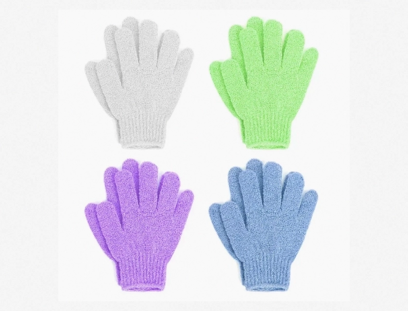 4 Color Double Sided Shower and Bath Scrub Mitt, Exfoliating Body Scrubber for Deep Cleansing, Soft and Durable