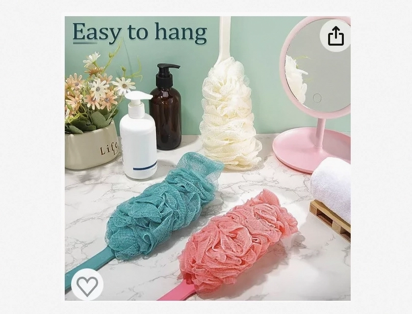Bath Brush and Shower Sponge Scrubbers Set of 3 – Exfoliating Body Scrubber for Deep Cleansing, Suitable for All Skin Types