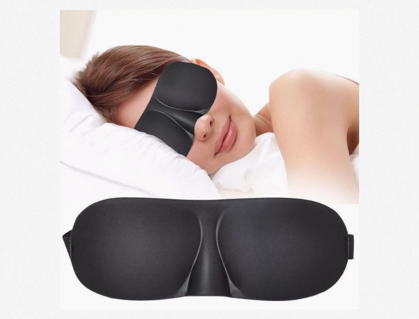 3D Soft Padded Sleep Mask for Women Men, Contoured Eye Mask for Light Blocking, Comfortable and Breathable Travel Blindfold
