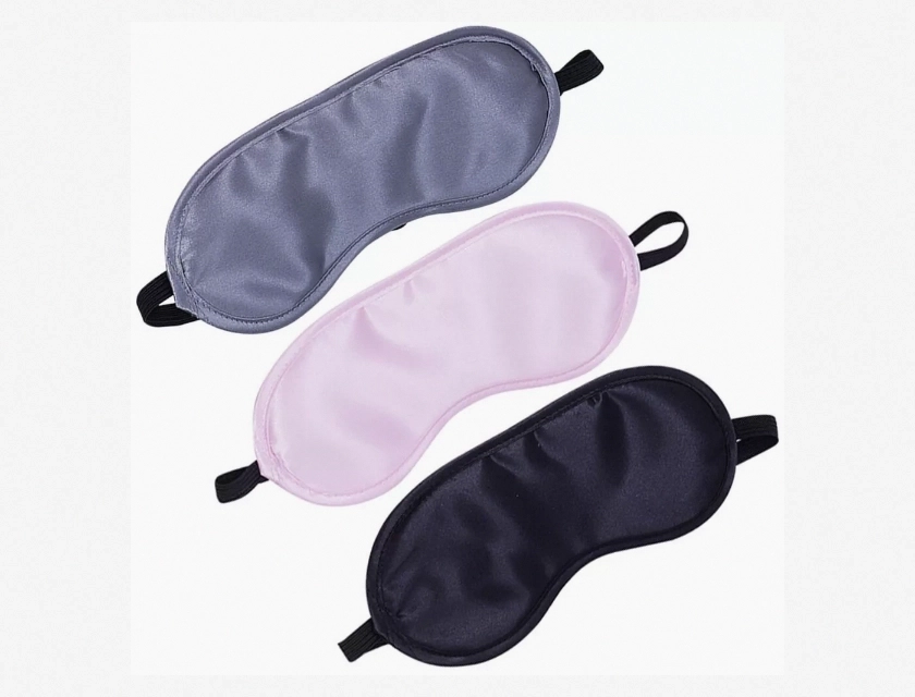 3-Pack Satin Sleep Mask, Blindfold for Travel, Adjustable Light Blocking Eye Shade for Women Men