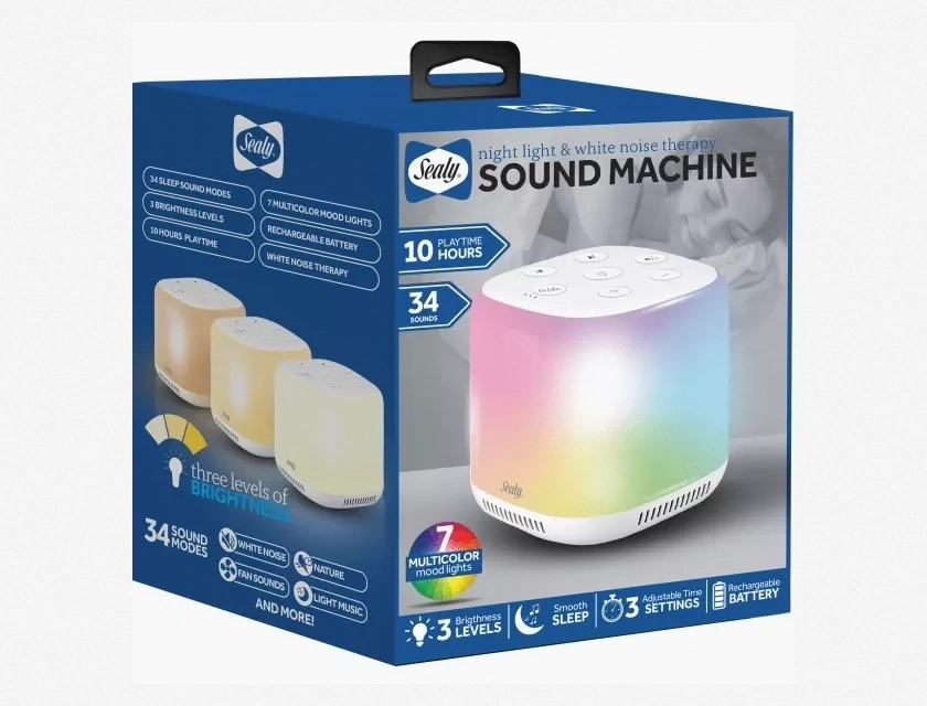 Sealy Cordless Light and Sound Multicolor LED Sleep Speaker with Soothing Sounds and Ambient Lighting
