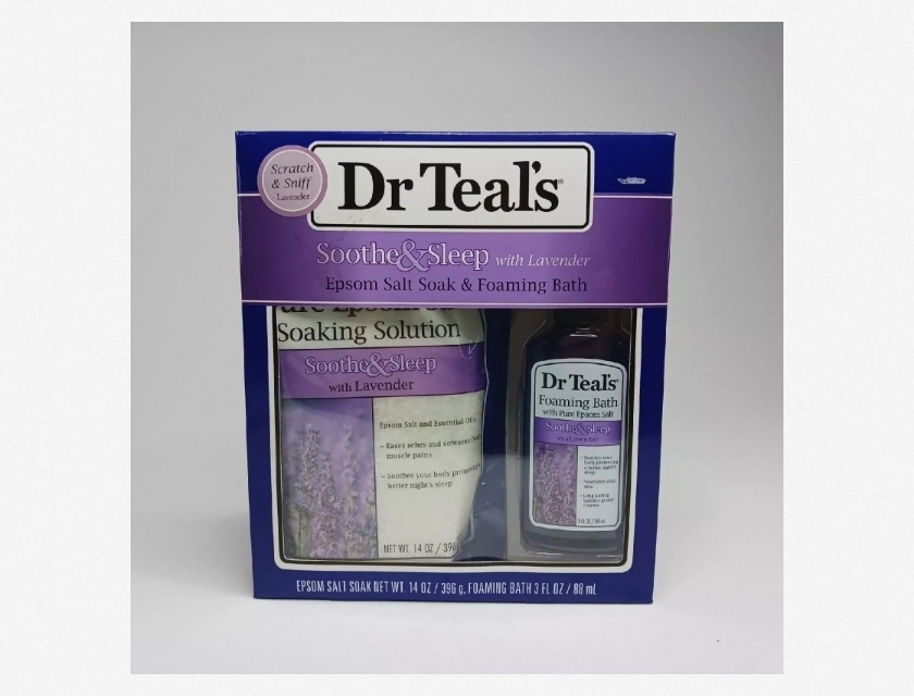 Dr Teal’s Soothe & Sleep Set, Lavender Epsom Salt Soak and Foaming Bath, 2 Piece