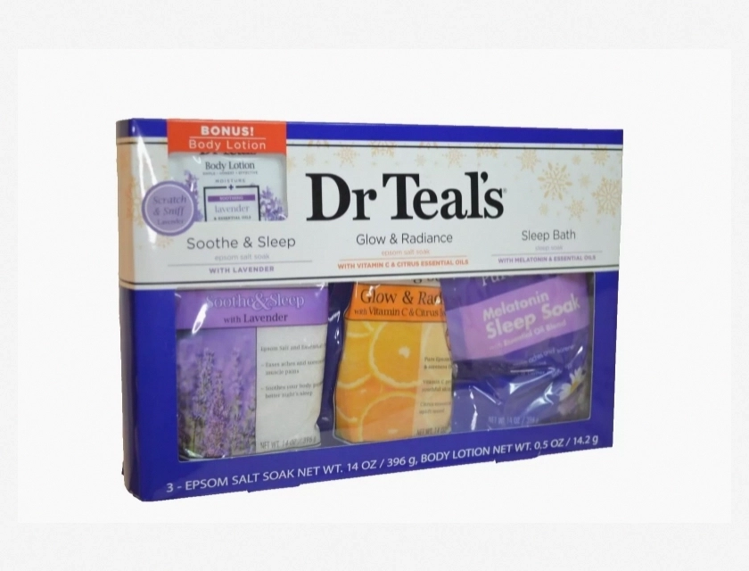 Dr Teal’s 3 Piece Set Epsom Salt Sleep Soak with Lavender Vitamin C and Melatonin Plus Lotion