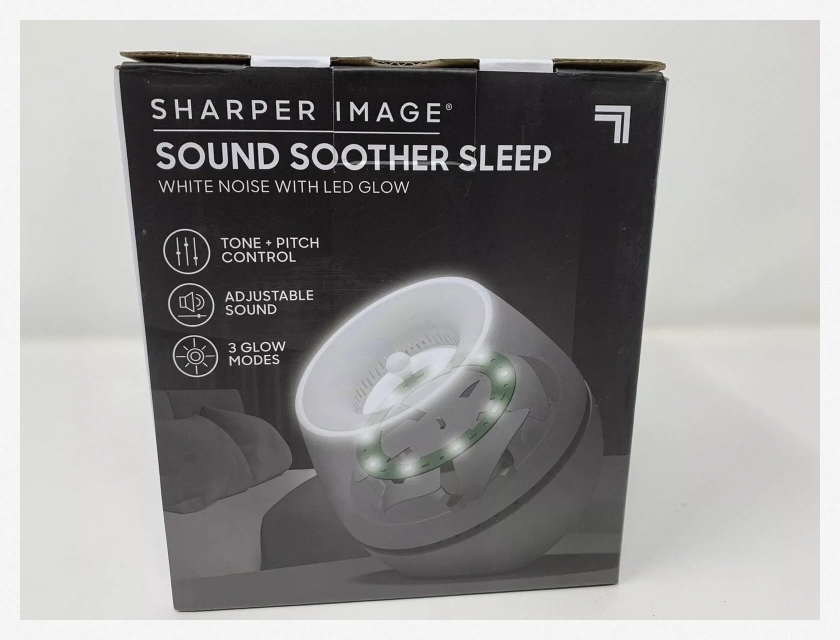 Sharper Image Sound Soother White Noise Machine with LED Glow, Wind and Nature Sounds for Sleep
