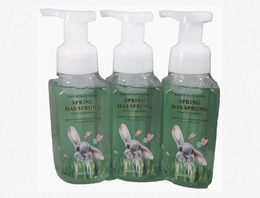 Bath & Body Works Linen Lavender Gentle Foaming Hand Soap, Spring Has Sprung, Pack of 3