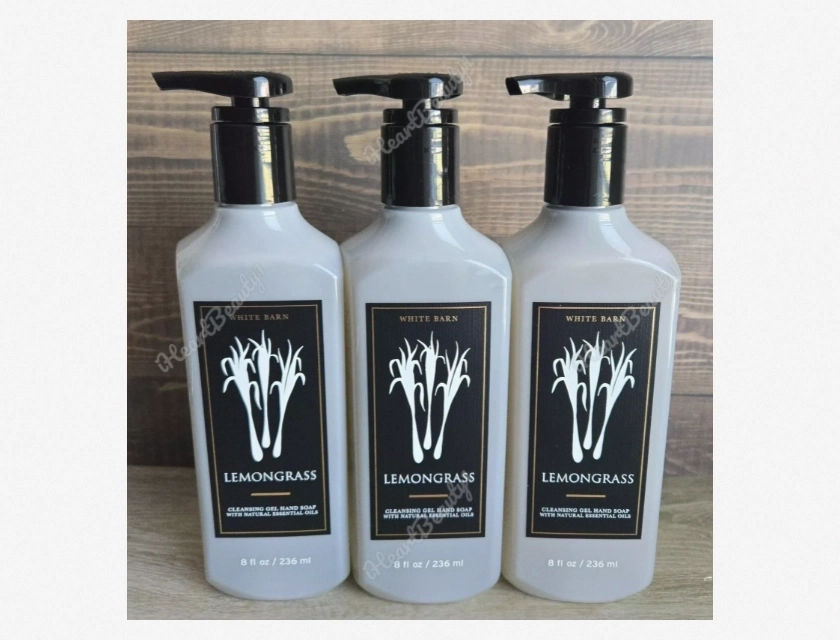 Bath & Body Works White Barn Lemongrass Cleansing Gel Hand Soap, Set of 3