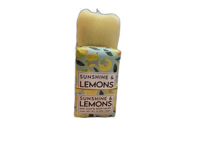 Pink Sky Sunshine and Lemons Soap and Soap Saver Gift Set