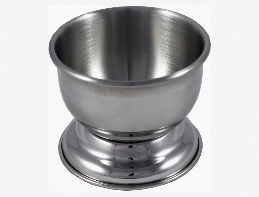 Small Shaving Soap Dish with Foot, Shiny Metal by Hans Baier
