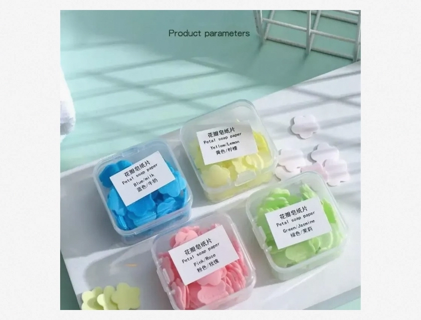 Portable Flower Shape Paper Soap Sheets for Hand Washing, Travel Soap Dishes, 1 Piece
