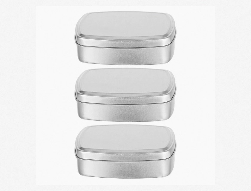 Square Aluminum Lidded Soap Storage Containers for Travel, 3-Pack
