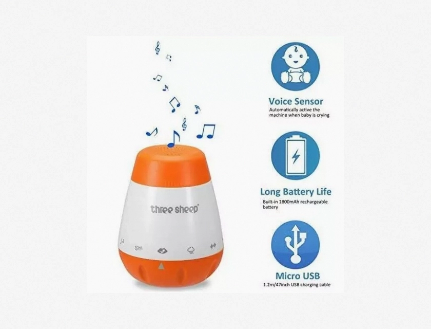Portable White Noise Sound Machine for Infants and Toddlers with 6 Relaxing Sounds, USB Powered