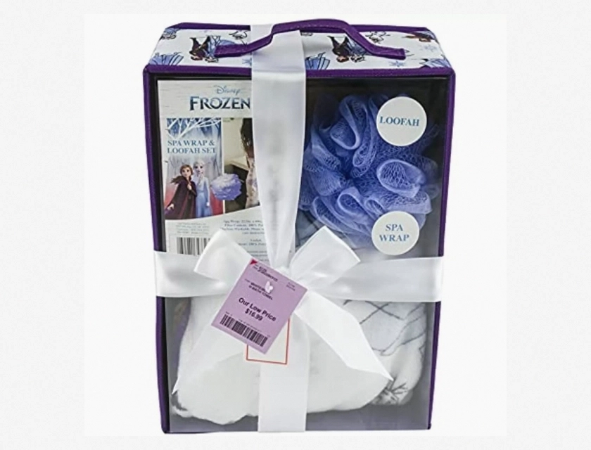 Disney Frozen 2 Girls Purple Spa Wrap and Loofah Set