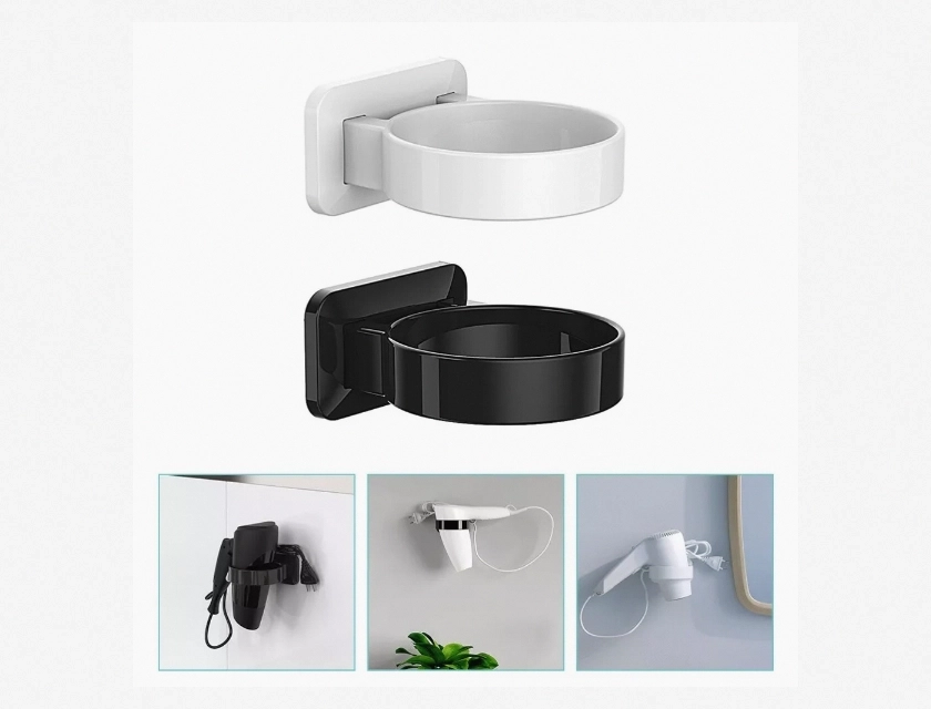 2 Piece Space Saving Hair Dryer Storage Stand