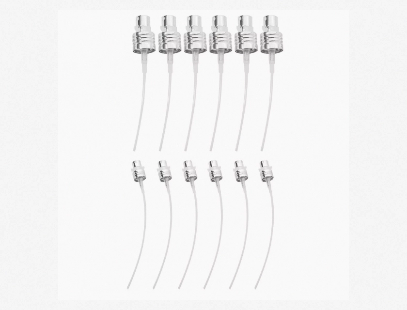 6 Pcs Silver Aluminum Mist Spray Bottle Pumps with Tubes for Essential Oils